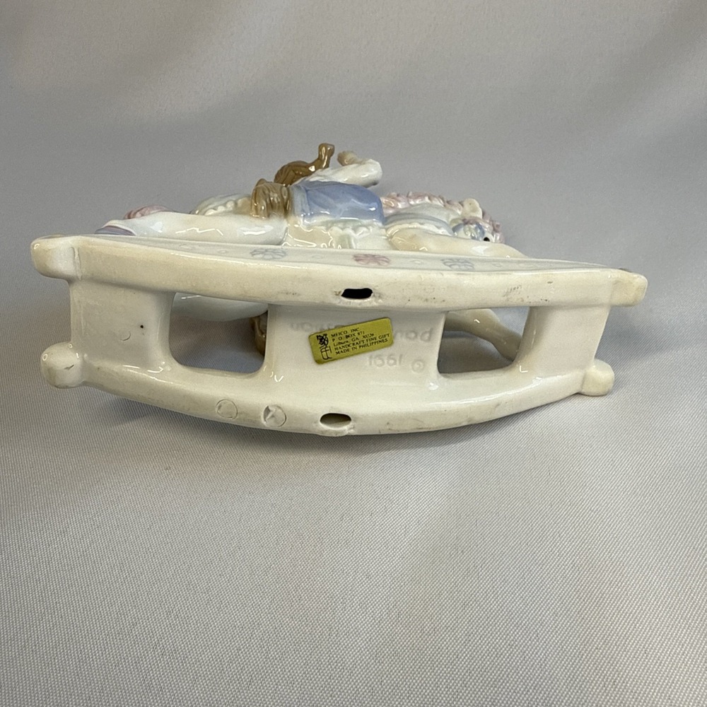 1991 Meico Paul Sebastian Figurine Girl Riding Rocking Horse Porcelain - Vintage - Picture 6 of 7